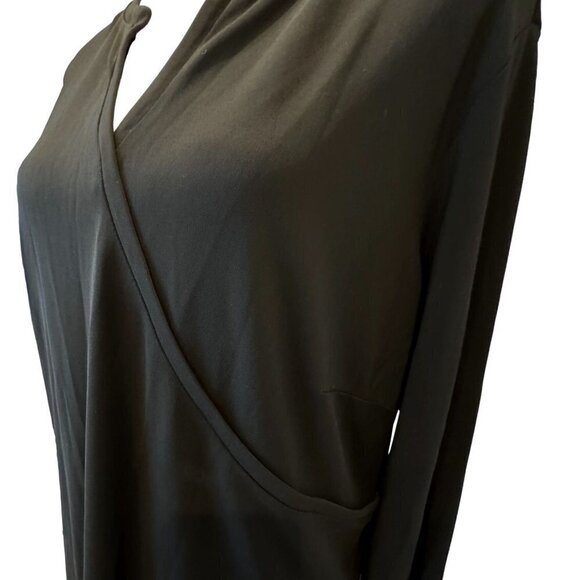 Talbots Plus Size X Slinky Top Surplice Faux Wrap Black Wrinkle Free Capsule - Picture 3 of 9